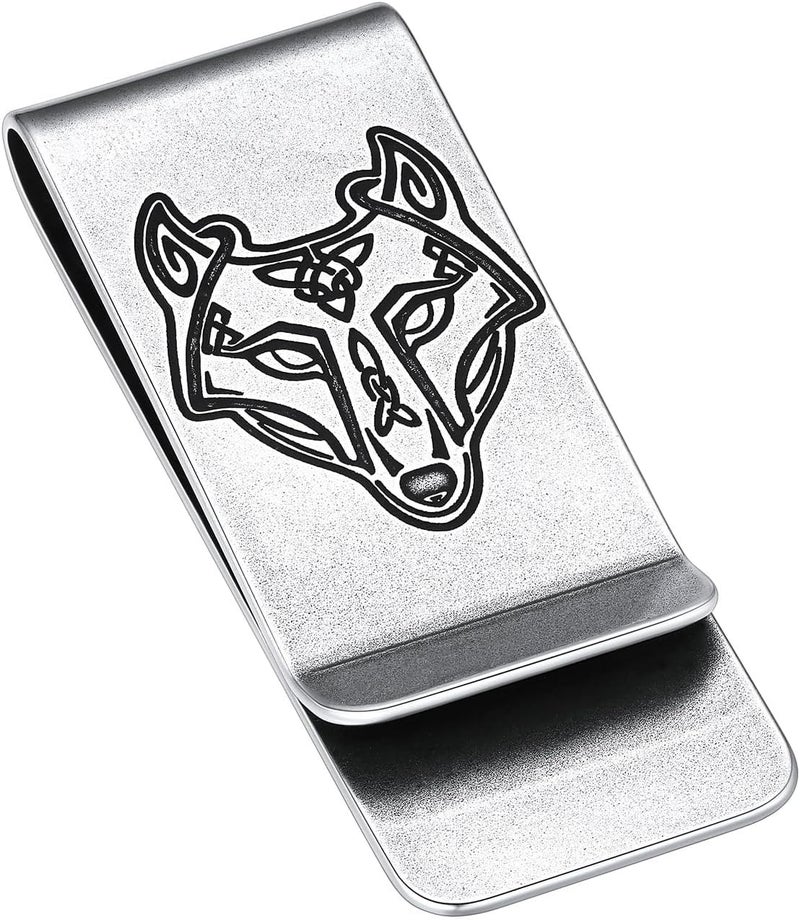 ChainsHouse Stainless Steel Money Clip Slim Wallet Credit Business Card Holder for Men, Wallet Charms Gift for Father Dad Husband - Image 1